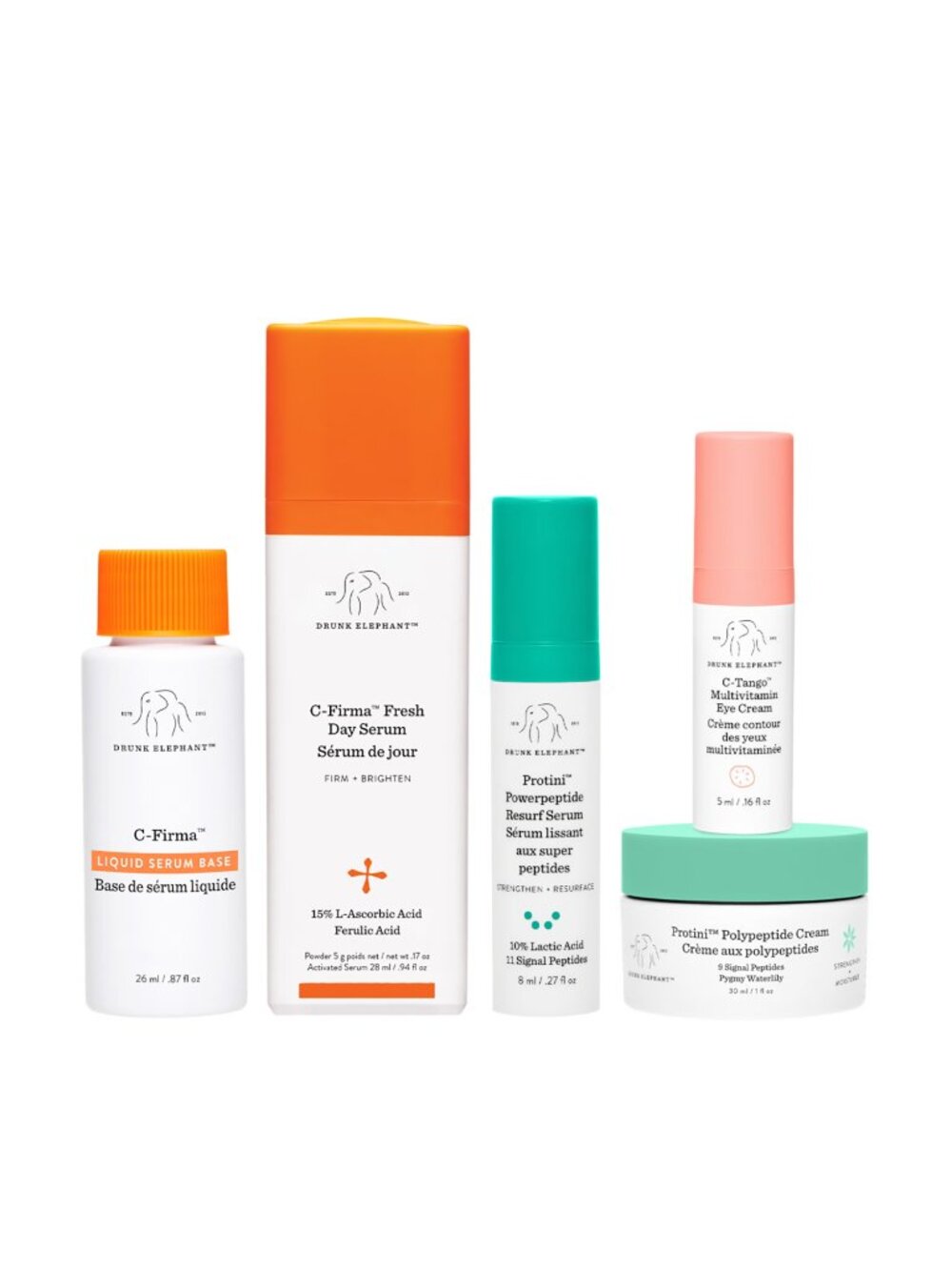 Drunk Elephant Morning Edition Skincare Set C-Firma Fresh, Protini, C-Tango